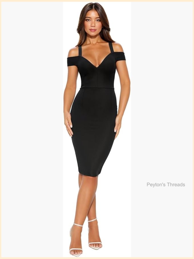 V Neck Stretchy Bodycon Party Bandage Dress Sleeveless Knee-Length Zipper Back
